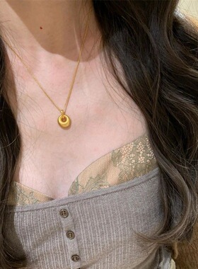 金色拉丝小金坨项链女ins轻奢高级气质锁骨链送女友礼物