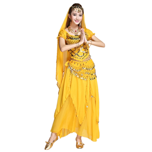 新疆印度舞蹈演出服女肚皮舞民族风长裙肚皮舞服天竺少女舞蹈服装