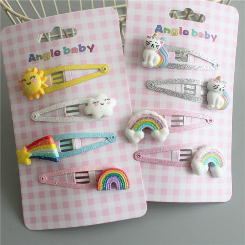 刘海夹子儿童发饰头饰品可爱小猫彩虹太阳云朵发夹5厘米BB夹