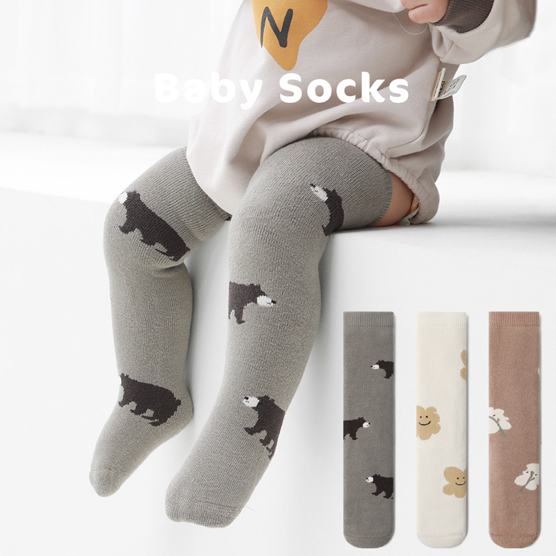 宝宝长筒袜无后跟过膝袜秋冬纯棉