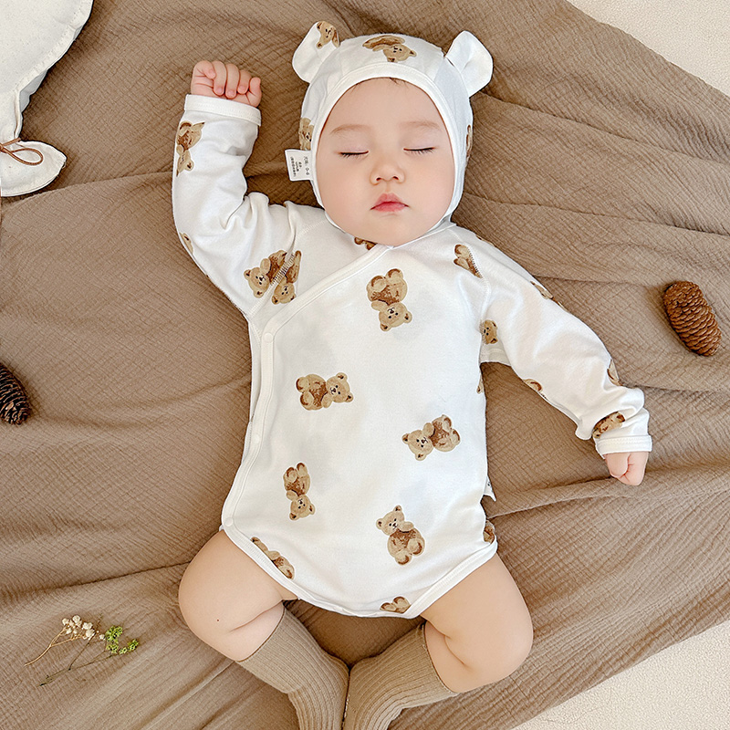 新生儿纯棉卡通小熊包屁衣