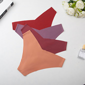 现货纯棉裆冰丝 女低腰无痕贴胶透气三角裤 temu欧码 女士内裤