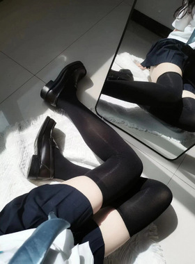 jk制服过膝袜压力显瘦不透黑丝长筒大腿根白色丝袜纯欲80D夏薄款