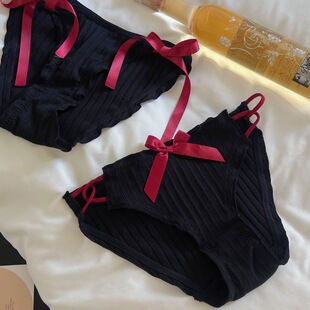 暗黑系~镂空大蝴蝶结系带可解诱惑女内裤抑菌纯棉裆部简约三角裤