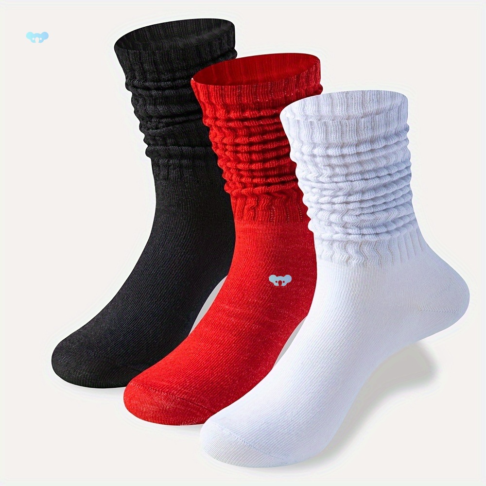 3 Pairs of Comfortable Solid Slouch Calf Socks Soft丝袜