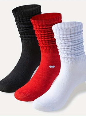 3 Pairs of Comfortable Solid Slouch Calf Socks Soft丝袜