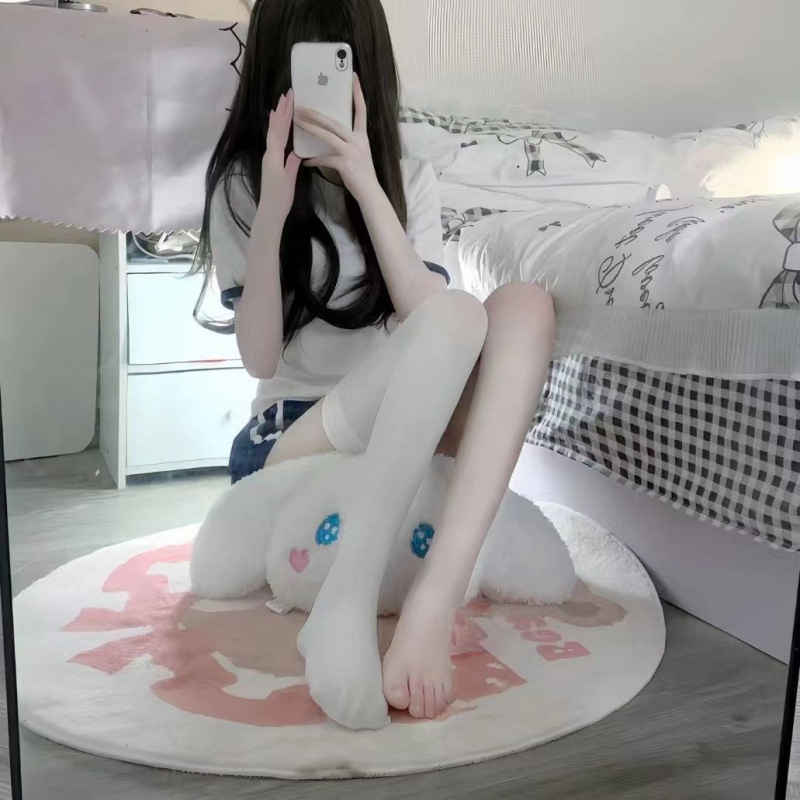 春夏纯欲日系jk天鹅绒白色丝袜女过膝袜性感显瘦大腿袜黑色长筒袜