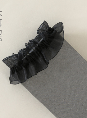 白丝过膝袜jk白色纯欲蕾丝lolita袜子丝袜女薄款春秋款洛丽塔长筒