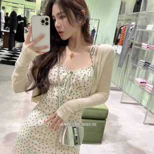 chic纯欲甜辣裙 波点吊带连衣裙女度假风修身 2025夏季 新款