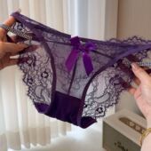 女夏季 女生低腰透气蕾丝纯欲诱惑镂空三角裤 性感内裤 暮夜情调