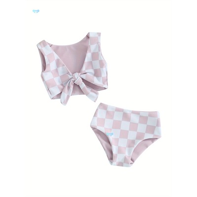 Youngsters Girls Bikini Set Sleeves Knotted Top with