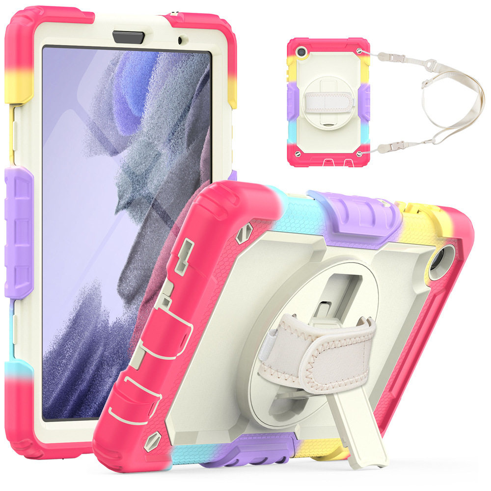 适用三星Tab A7 Lite肩带手带彩色TPU旋转PC支架平板套T225保护壳