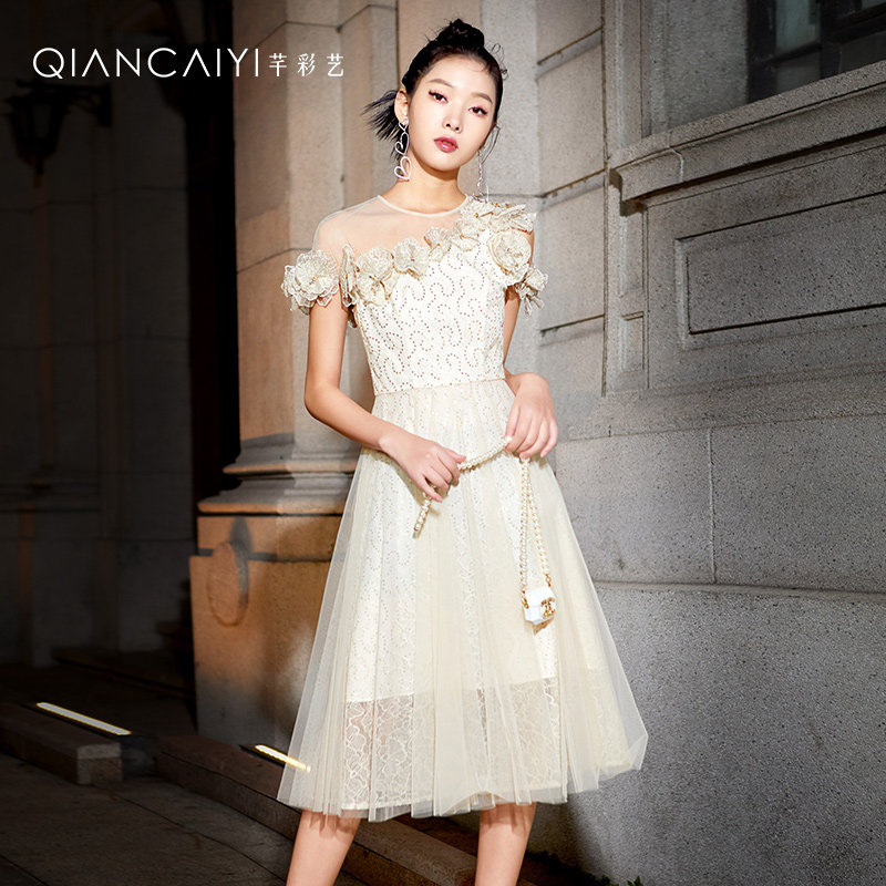 礼服裙女年会敬酒宴会气质约会优雅修身显瘦连衣裙平时可穿Y21331