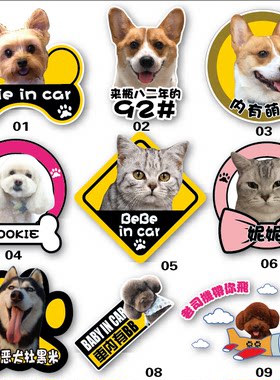 狗狗车贴防水猫咪卡通婴儿