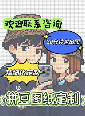 拼豆图纸30分钟出精细化高级定制情侣头像萌宠真人照片礼物定制