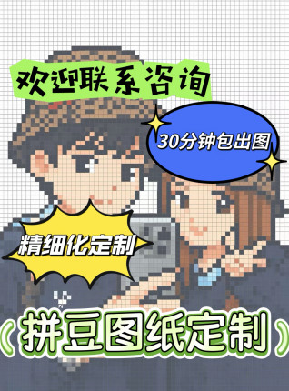 拼豆图纸30分钟出精细化高级定制情侣头像萌宠真人照片礼物定制