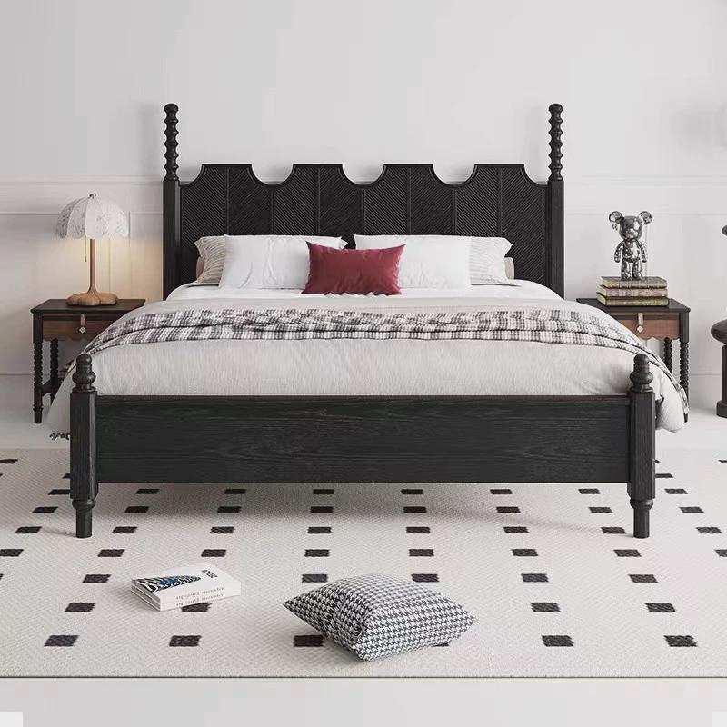 红橡美式实木床艾米床法式雕花床婚床主卧双人大床轻复古简约屏