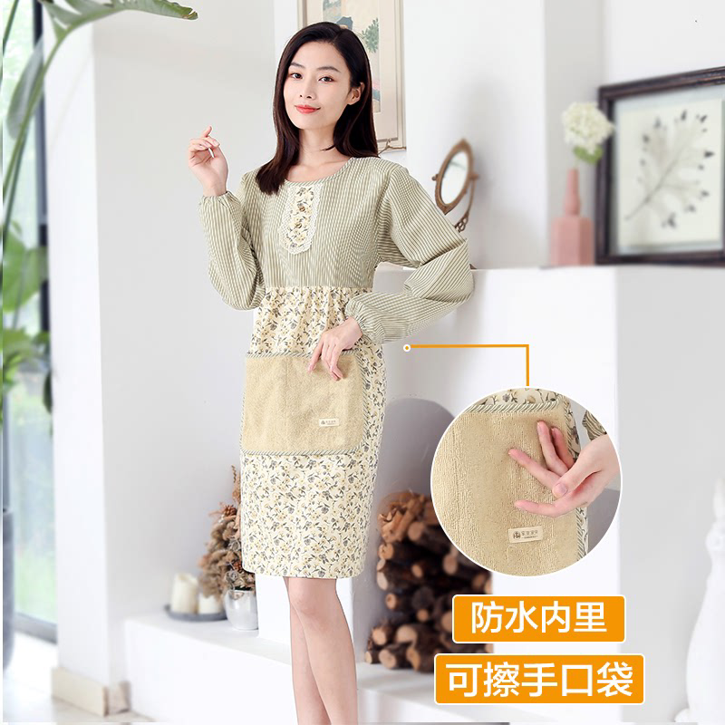 家用厨房围裙防水防油可擦手长袖日系可爱韩版罩衣新款冬季纯棉女,家庭/个人清洁工具,围裙,淘宝优惠券,粉丝福利购,淘宝优惠卷