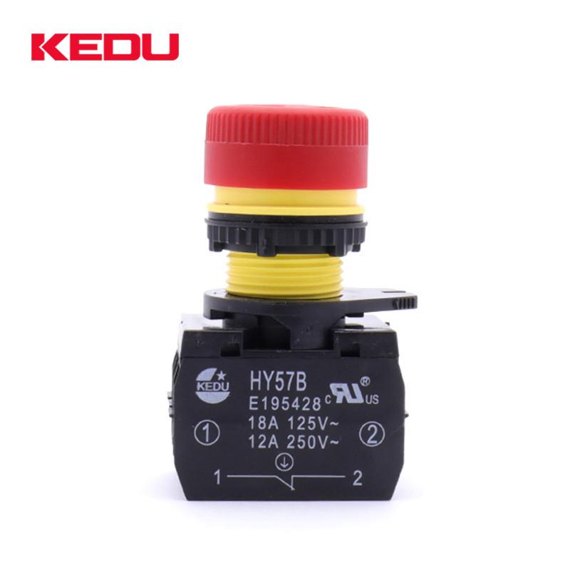 KEDU科都HY57B蘑菇紧急按钮18A/125V12A/250V急停钮按动开关