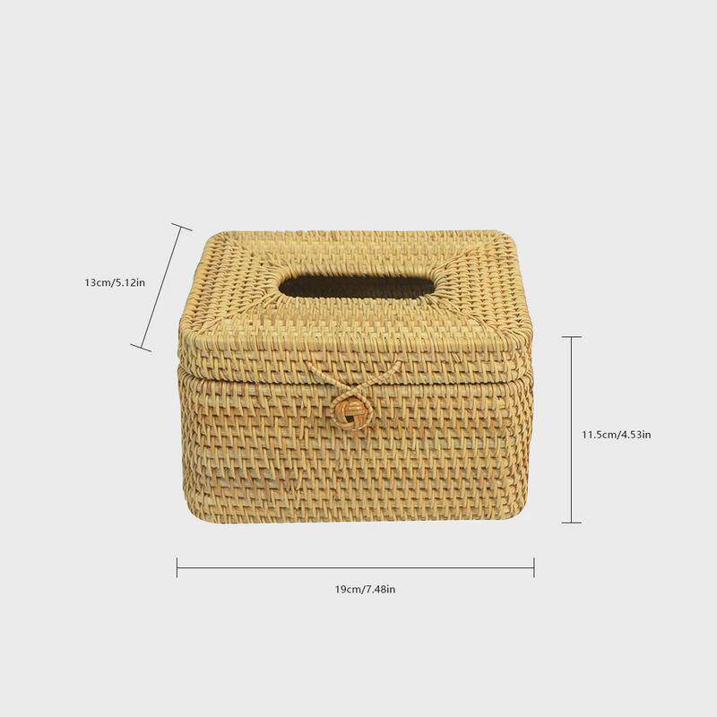 手工藤编纸巾盒家用办公桌客厅卫生间餐巾抽纸车载纸藤编桌面收纳