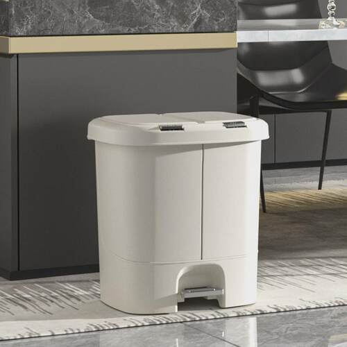 密封双盖按压式收纳桶厨房脚踏分类垃圾桶家用厨余桶手提清洁桶