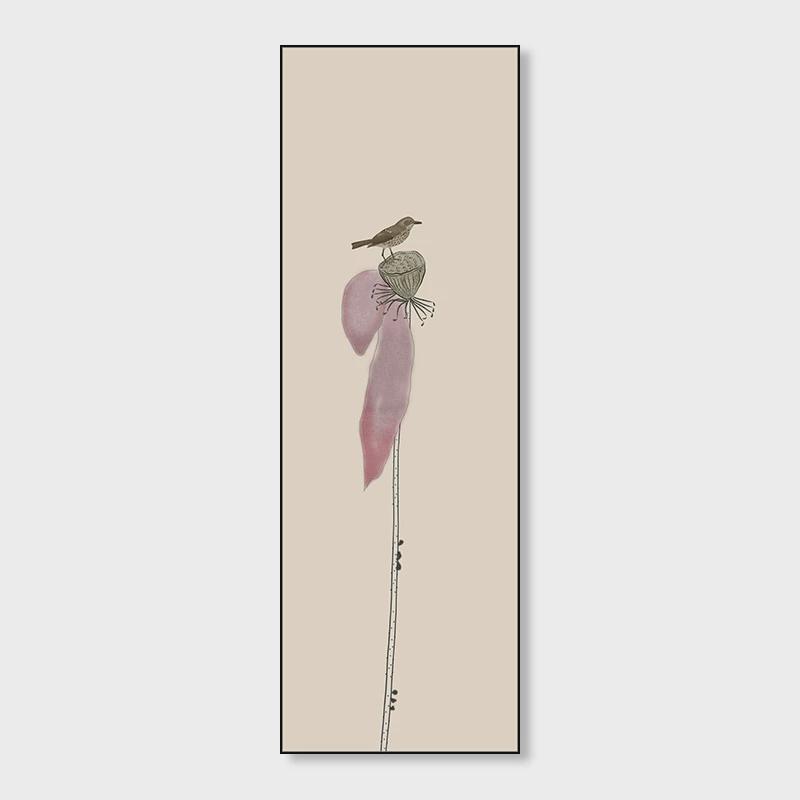 新中式餐厅装饰画客厅玄关走廊荷花茶室壁画莲花四条屏禅意挂画