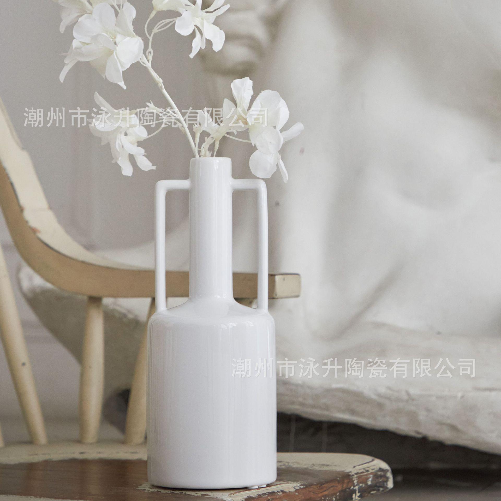 北欧ins风白色古典陶瓷花瓶家居化妆台客厅软装饰品摆件水培花器
