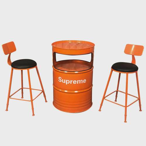 工业风酒吧油桶散台铁艺高脚桌椅组合创意户外休息区商用卡座桌椅