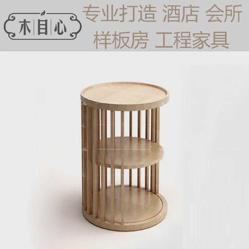 Y禊3新中式实木茶几客厅现代沙发边几柜简约禅意方几圆几洽谈桌小