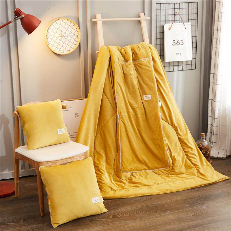 可爱纯色抱枕被子两用水晶绒超柔枕头沙发午睡靠垫抱枕被定制logo