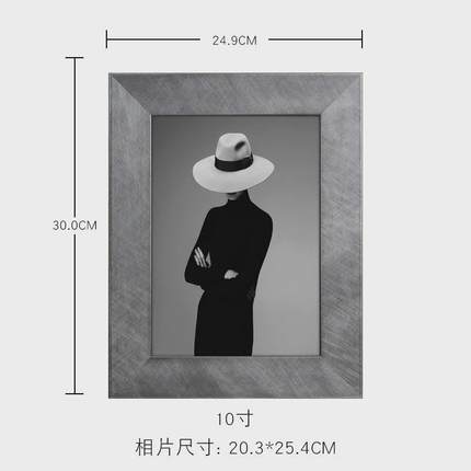 现代轻奢银灰色艺术实木相框横竖桌面摆台相框6/7/10寸摆台包邮