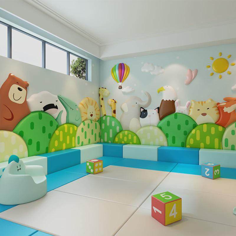 幼儿园防撞墙贴皮革海绵软包榻榻米背景墙儿童房仙人掌装饰墙贴