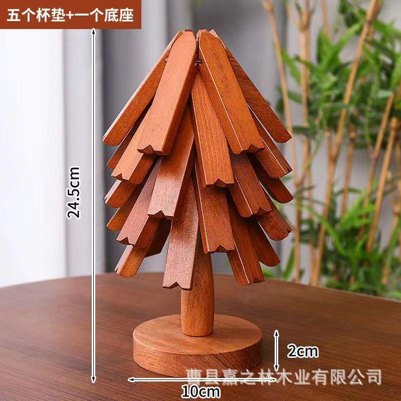树叶造型木制杯垫桌面装饰小树杯垫摆件居家木质实木水杯隔热垫