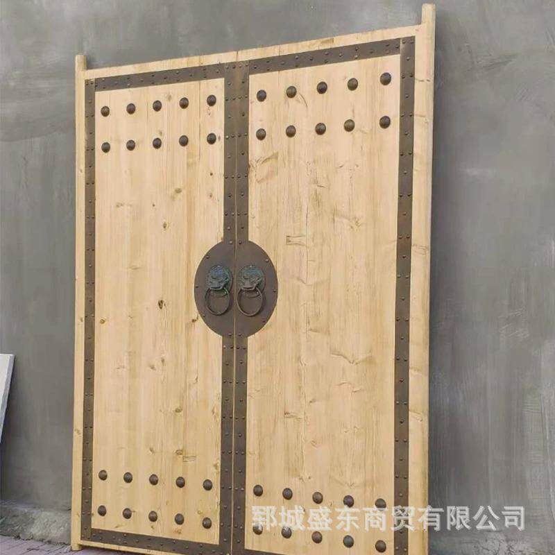 中式仿古庭院大门农村自建房别墅进户门双开老榆木院墙入户大门