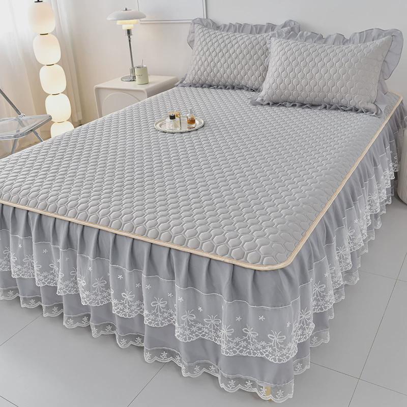 10N夏季新款公主风加厚乳胶软凉席三件套夏天可机洗冰丝席床裙款