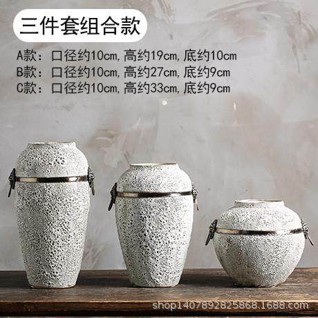 景德镇陶罐粗陶干插花复古做旧土陶瓷花盆落地大花瓶客厅摆件装饰