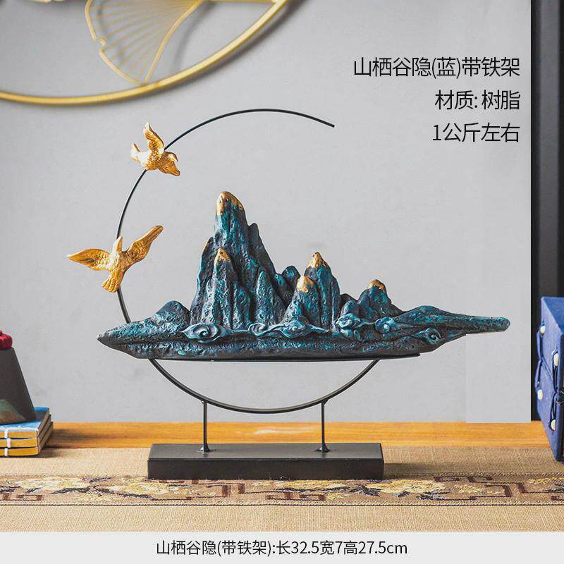 5zw假山微景观造景新中式办公室装饰品茶几室内家居玄关客厅装修
