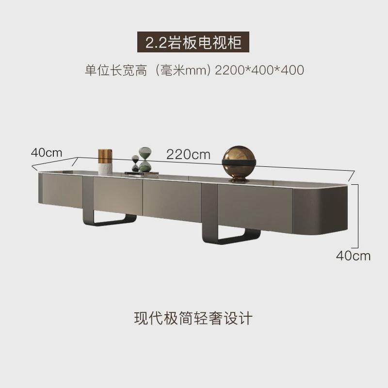 意式轻奢岩板茶几圆形大小组合带抽屉创意设计师客厅家用现代简约