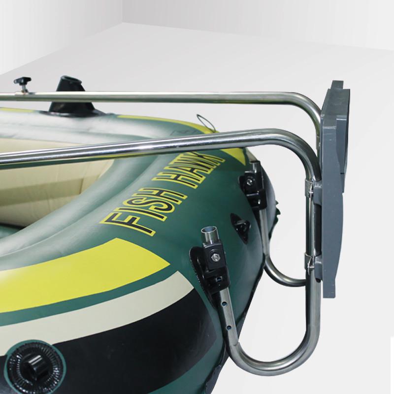 健皮划艇游充气钓鱼船马达支架橡皮船长不锈钢挂板加厚加硬轮胎