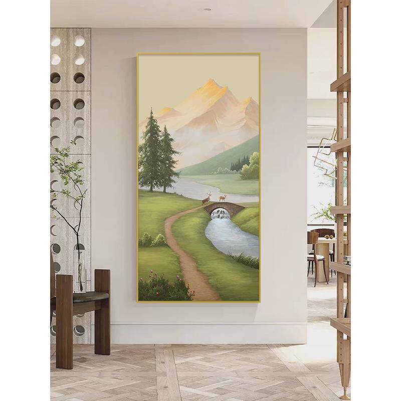 5n日照金山入户玄关装饰画风景山水画过道大芬油画村走廊感挂