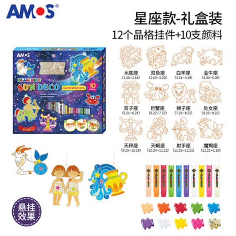 立体圣诞款胶画儿童免烤玻璃画窗贴自然晾干amos女孩卡通挂件