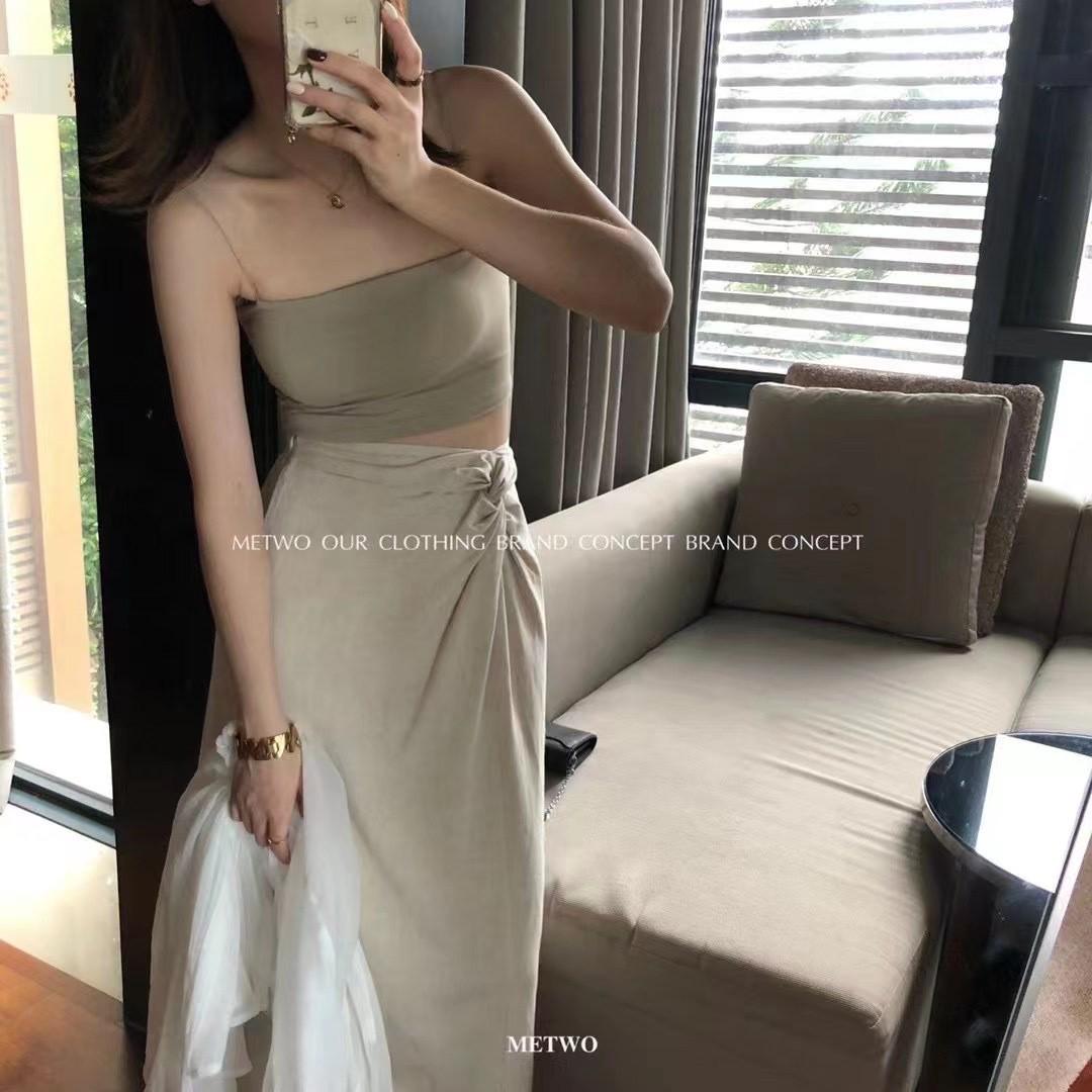 平口一字领吊带内搭辣妹女夏季吊带带胸垫批发背心打底美背抹胸