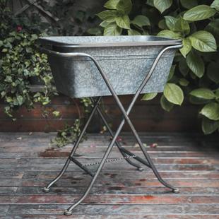 美式 田园铁皮花盆园艺工具绿萝交叉型花架阳台庭院落地花盆批发