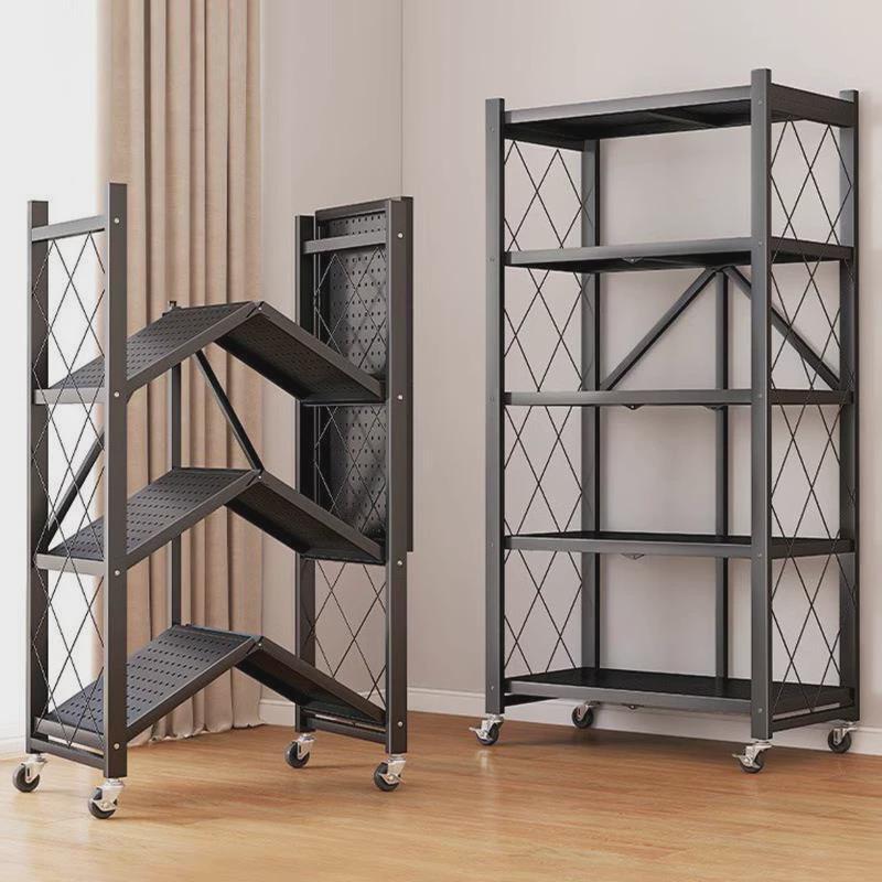 免安装折叠小推车厨房客厅置物架储物架落地式可移动多层收纳架