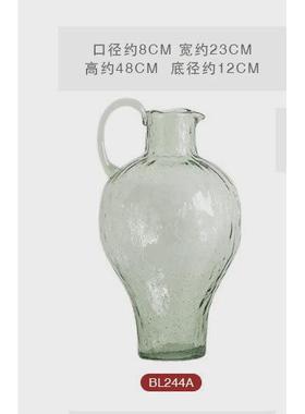 吊钟木醉马玻璃透明大肚花瓶单耳大肚瓶客厅家居摆件花器插花瓶