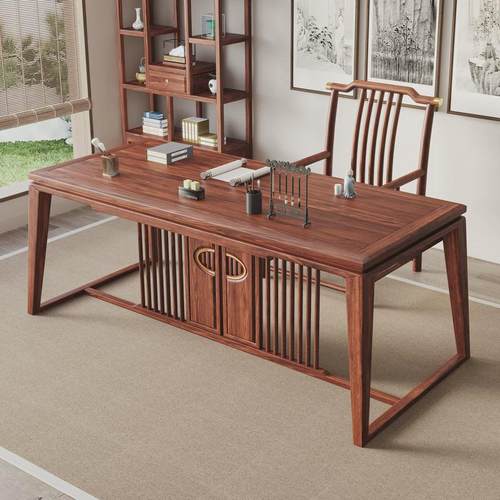 新中式茶桌椅组合现代简约办公室家用实木茶台功夫茶几禅意泡茶桌