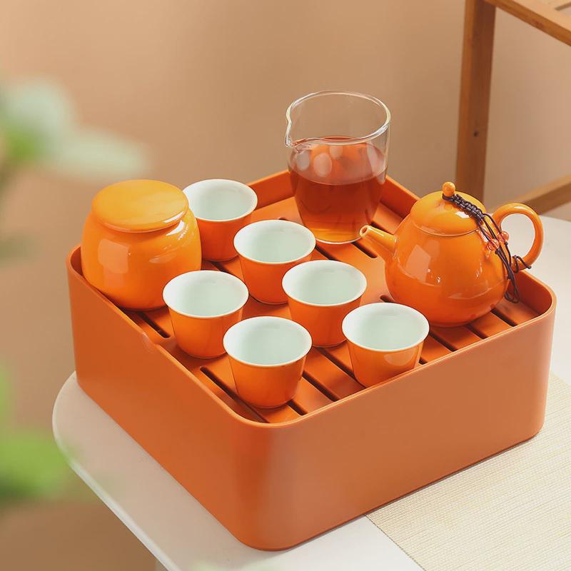 旅行功夫茶具便携一壶6杯带茶盘公司开业商务礼品节日客户年会