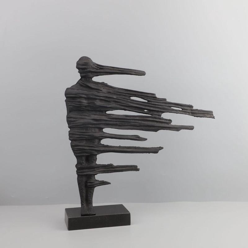新中式创意抽象黑色家居铸铁别墅书房客厅人物雕塑摆件装饰品摆件