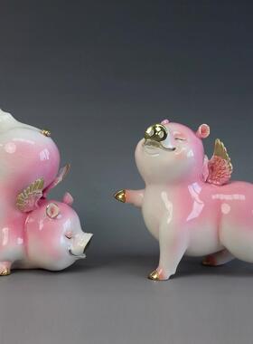 诸事顺利铜猪桌面摆件可爱萌猪居装饰新中式铜工艺品结婚开业礼