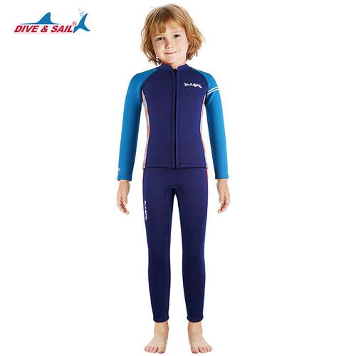 dive&sail儿童分体潜水服2.5mm长袖保暖户外潜水衣防寒游泳冲浪衣